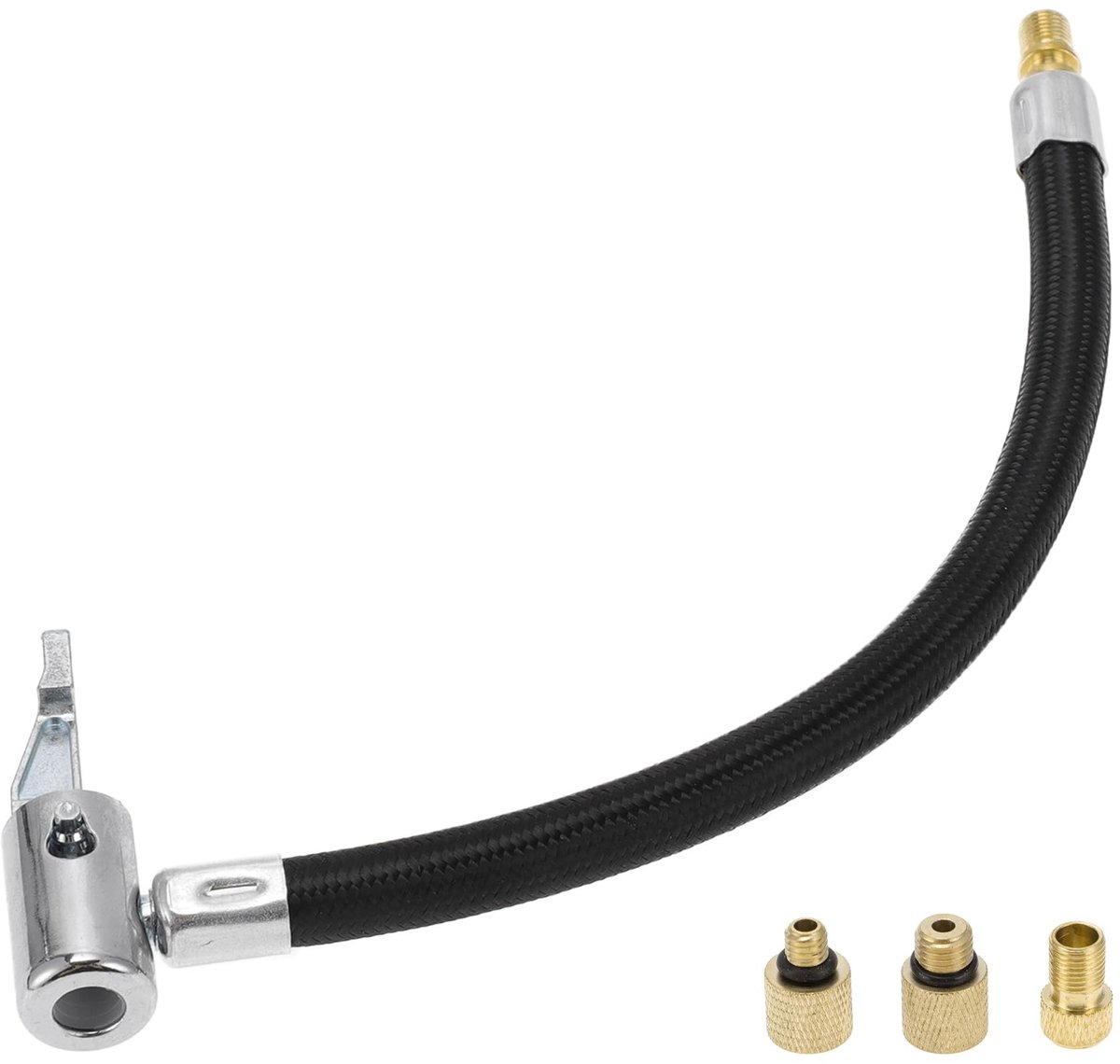 Dailygoods- Bandenspanningsverlengingsslang Duurzaam 10.24 inch - Luchtpomp Adapter - Bandenventiel met Drahtadapter - Nylon Zwart - Snelaansluitdoorn - Slijtvast en Corrosiebestendig - Opblaasadapter
