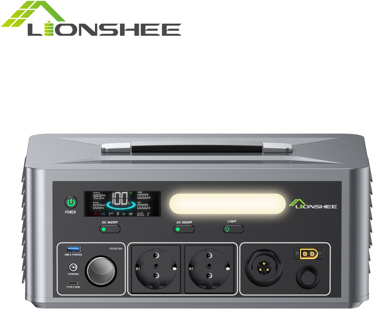 LIONSHEE Portable Power Station 2500Wh | 2500W Zuivere Sinus | Uitbreidbaar tot 7500Wh | MPPT | UPS | Plug & Play