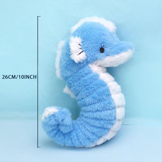 Zeepaardje Pluche - Knuffel Dier - Decoratie Kamer - Expressieve Gezichtskenmerken - 26 cm - Blauw — afbeelding 2