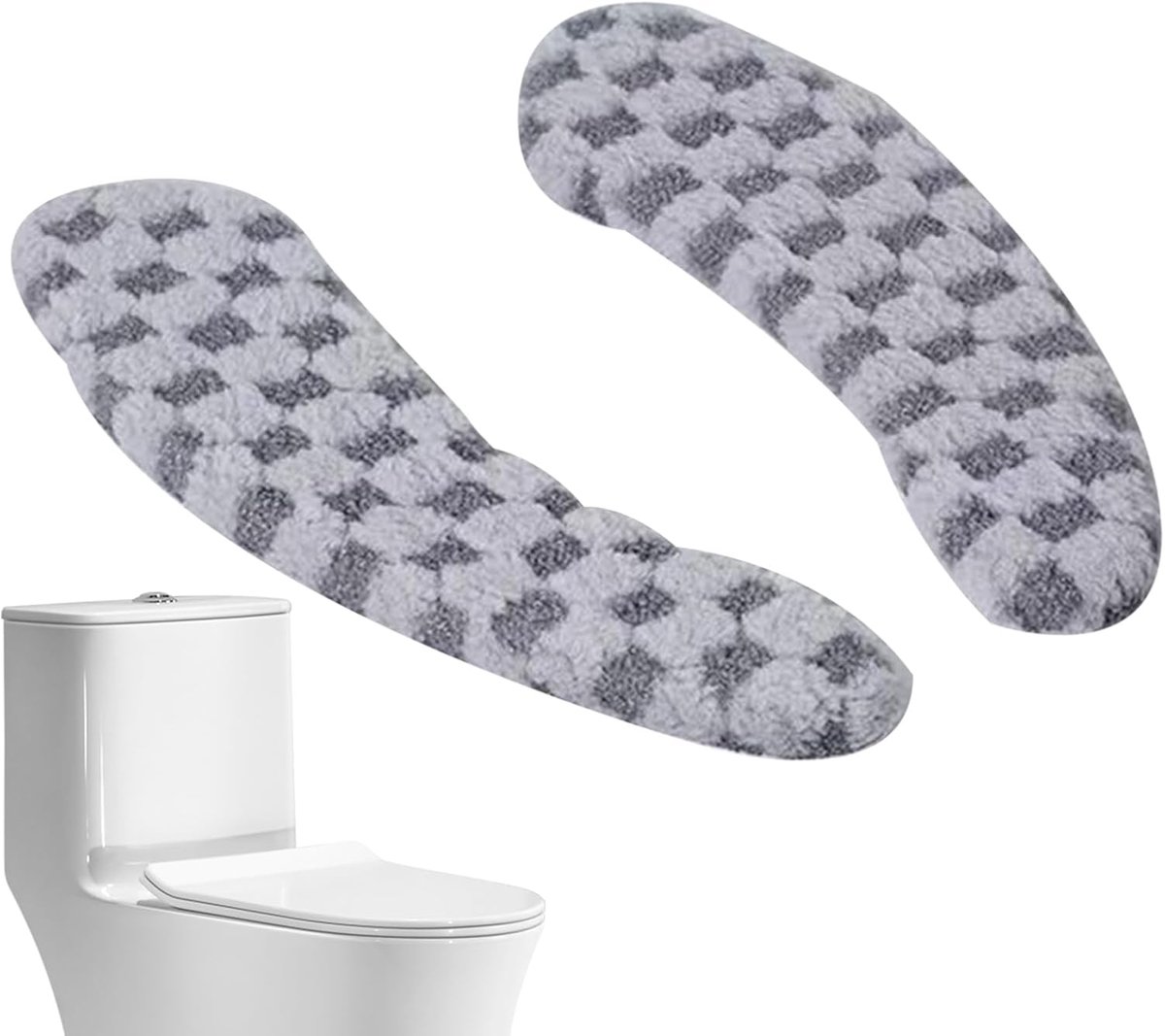 Toiletzitting Kussen - Pluche Toiletmat - Badkamer Comfort - Zelfklevend Wasbaar - 40cm Lengte - Grijs