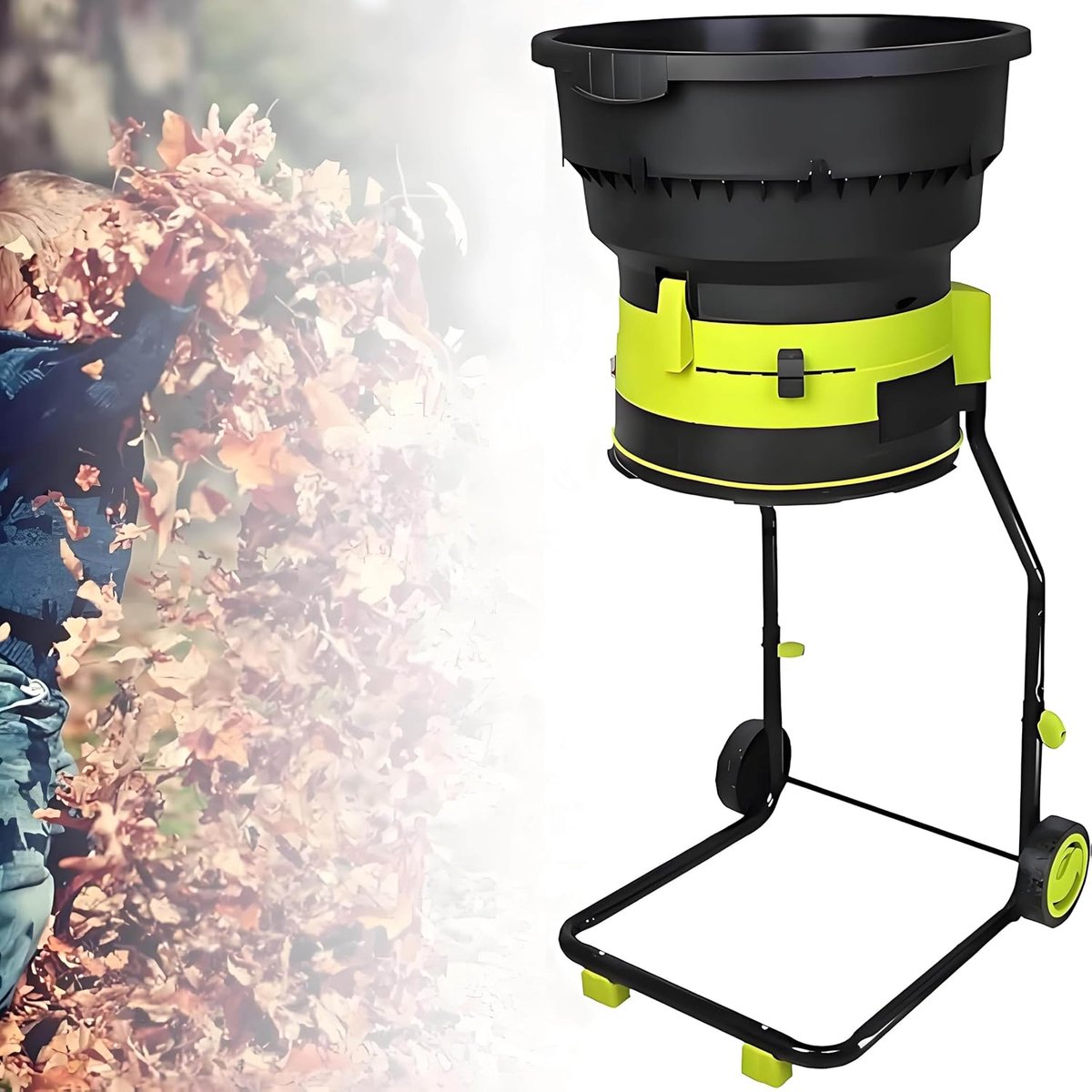 Elektrische Bladvernietiger - Tuin Shredder Mulcher - Tuin Opruimen Composteren - Mesloos Veilig Ontwerp - 17:1 Verkleining - Zwart