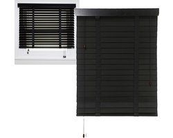 Houten Jaloezieën - Raambekleding - Privacy en Zonwering - Natuurlijk Hout - 5 cm Latten - Houtkleur