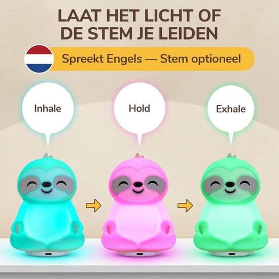 Ademcoach met Licht - Ademhalingstrainer - Ontspanning en Slaap - Licht en Stem Begeleiding - Oplaadbaar - Wit — afbeelding 3