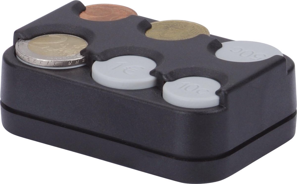 Muntenbox - Eurohouder - Geld Sorteren - 6 Vakken - Compact Formaat - Zwart