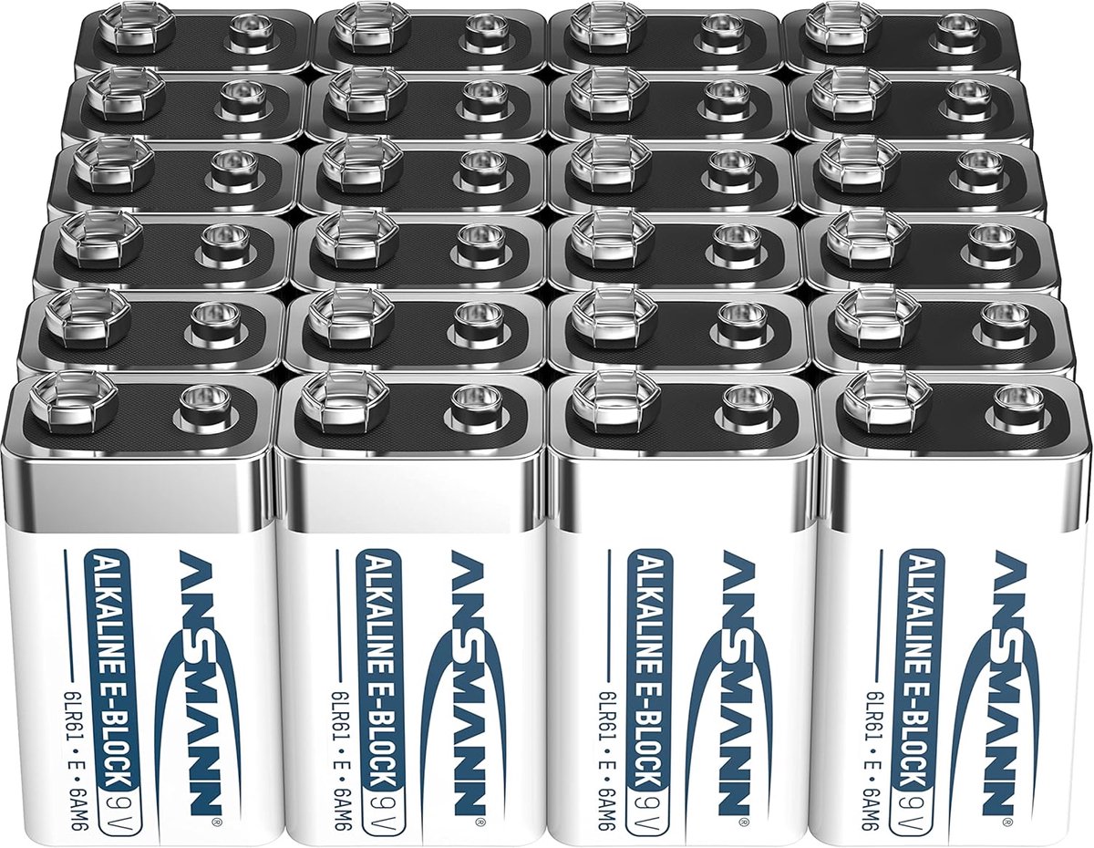 9V Blokbatterijen - Alkaline Batterijen - Veiligheidssystemen - Extreme Temperaturen - 24 Stuks - Zwart