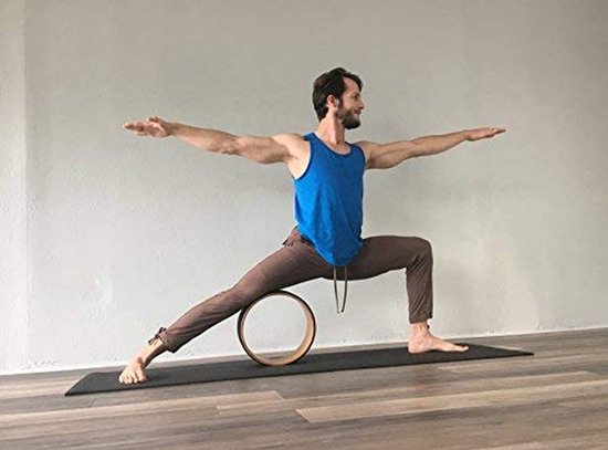 Yoga Wiel - Oefenwiel Yogaprop - Houdingen Verdiepen - Extra Dik TPE Kussen - 32 cm Diameter - Houtnerf Zwart — afbeelding 5