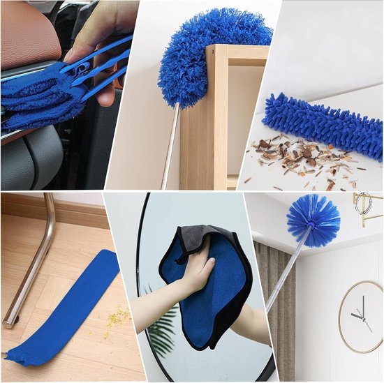 Plumeau set - Stofwisser uittrekbaar - Hoge plekken reinigen - 9-delige reinigingsuitrusting - 28 meter lang - Blauw — afbeelding 5