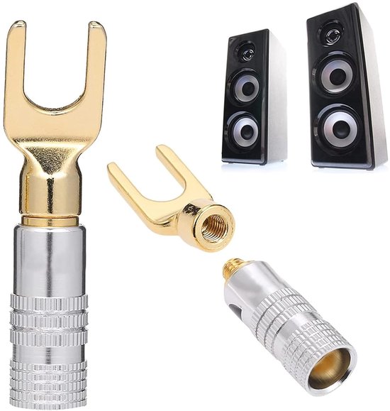 Y Spade 45 Degree Speaker Connector, Pure Copper Audio Jack Plug for Speaker Wire with Screw Lock - 4 Pieces - ShopVlot — afbeelding 4