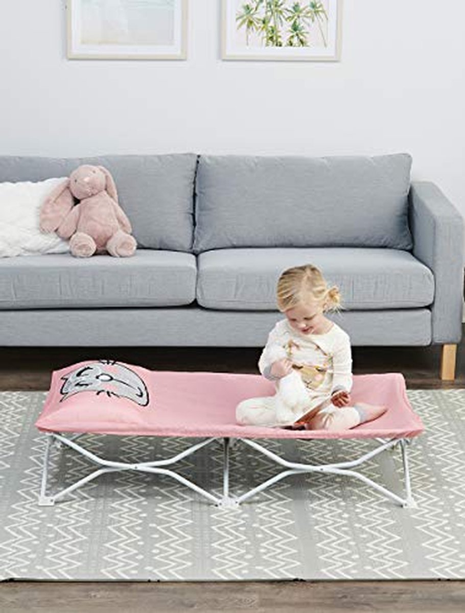 Kinderbedje - Draagbaar ledikant - Logeren en reizen - Geen installatie nodig - 120 cm lengte - Roze