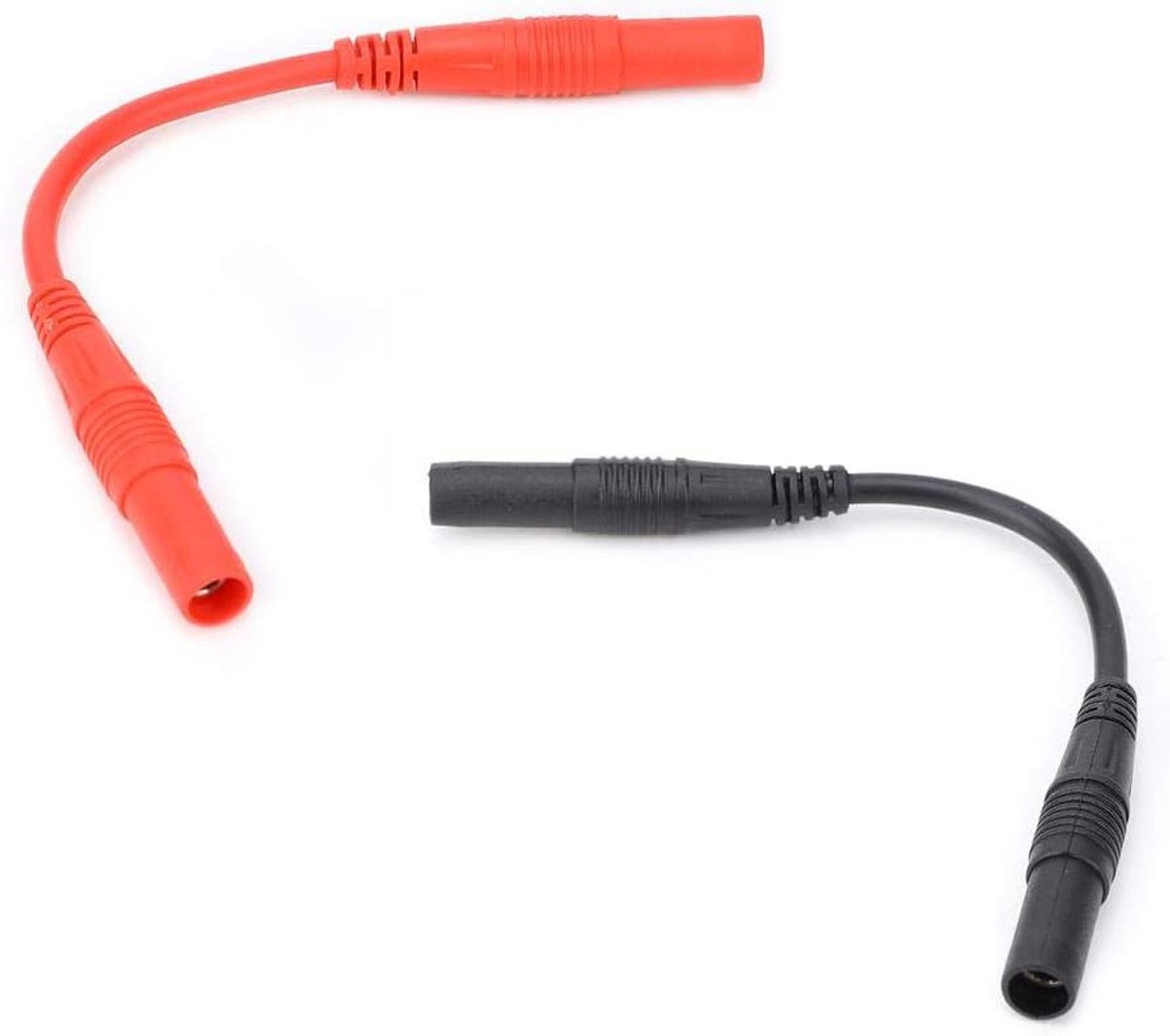 Meetkabel set - Multimeter kabels - Elektrische metingen - Geïsoleerde banaanstekkers - 10 cm lengte - Rood zwart