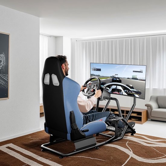 Racecockpit Met Stoel - Simulatie Standaard - Race Simulatie Gaming - Verstelbare Hoek - 136 x 71 x 108 cm — afbeelding 2