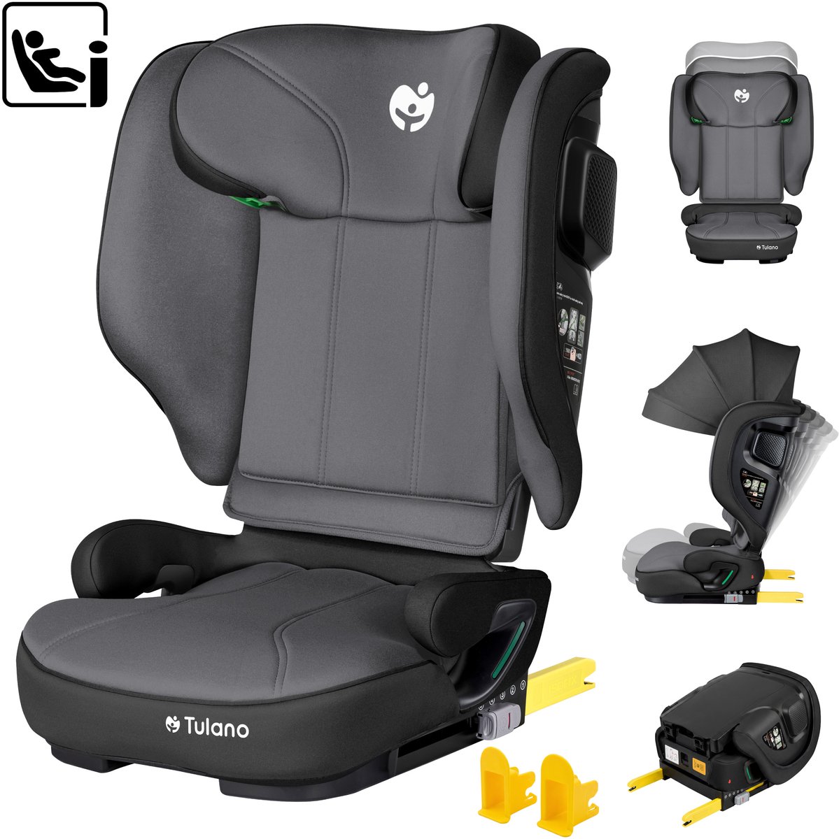 Tulano Joy 55 i-Size Autostoeltje - 100 tot 150 cm - Kindertransport - Grijs