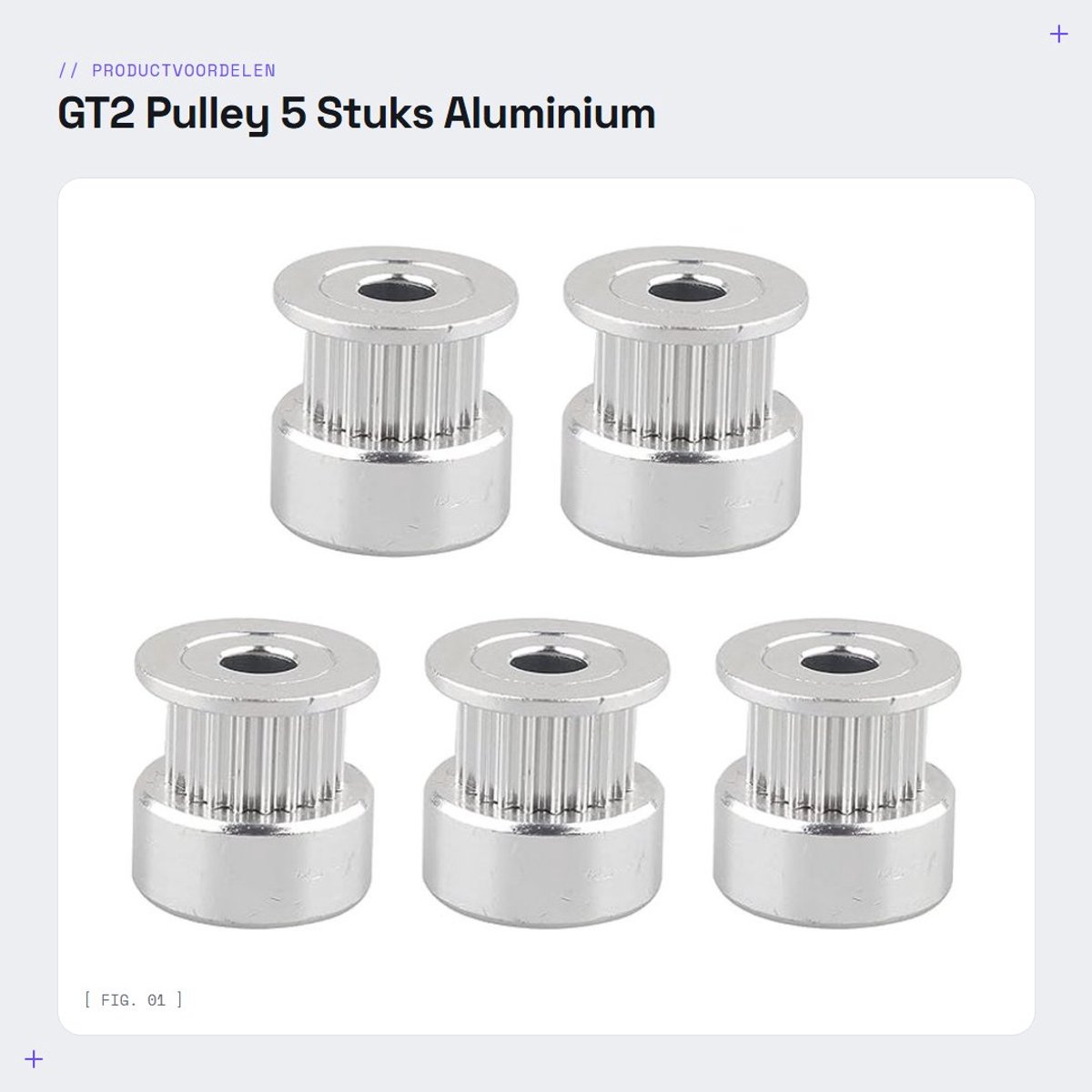 Dailygoods- Timing Riem Katrol 20 Tanden - Aluminium - 6 mm Breedte - 5 Stuks - 3D Printer Accessoire - Eenvoudig te Installeren