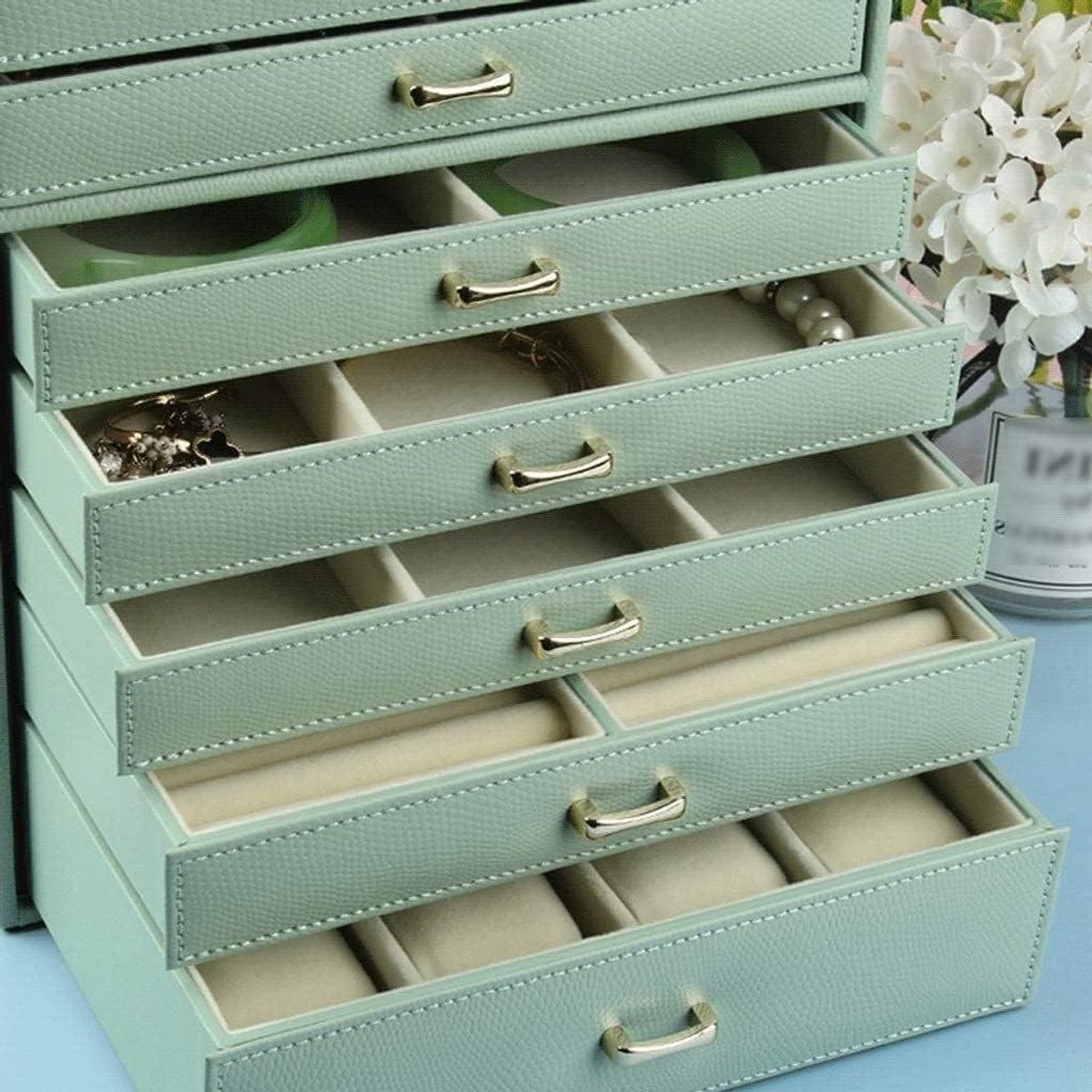 Sieradenorganisator - Opbergdoos - Sieraden bewaren - Veelzijdige indeling - 365 cm lengte - Zwart