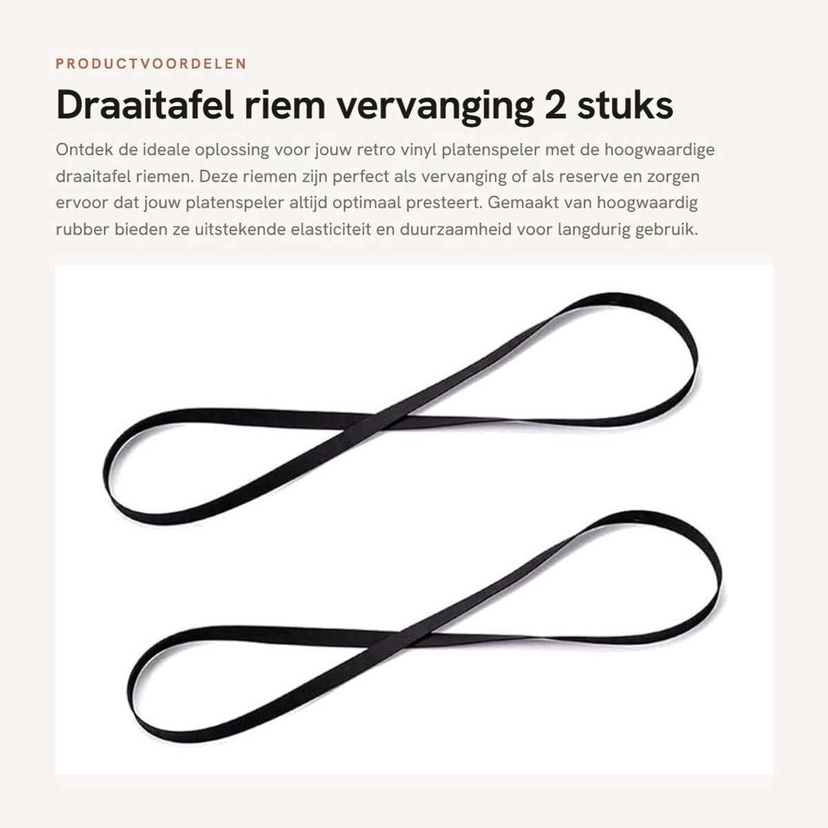 Dailygoods- Draaitafel Riem Vervanging - 2 Stuks - Vouwlengte 270 mm - Geschikt voor Riemaangedreven Draaitafels - Hoogwaardig Rubber - Duurzaam en Elastisch - Platenspeler Riem