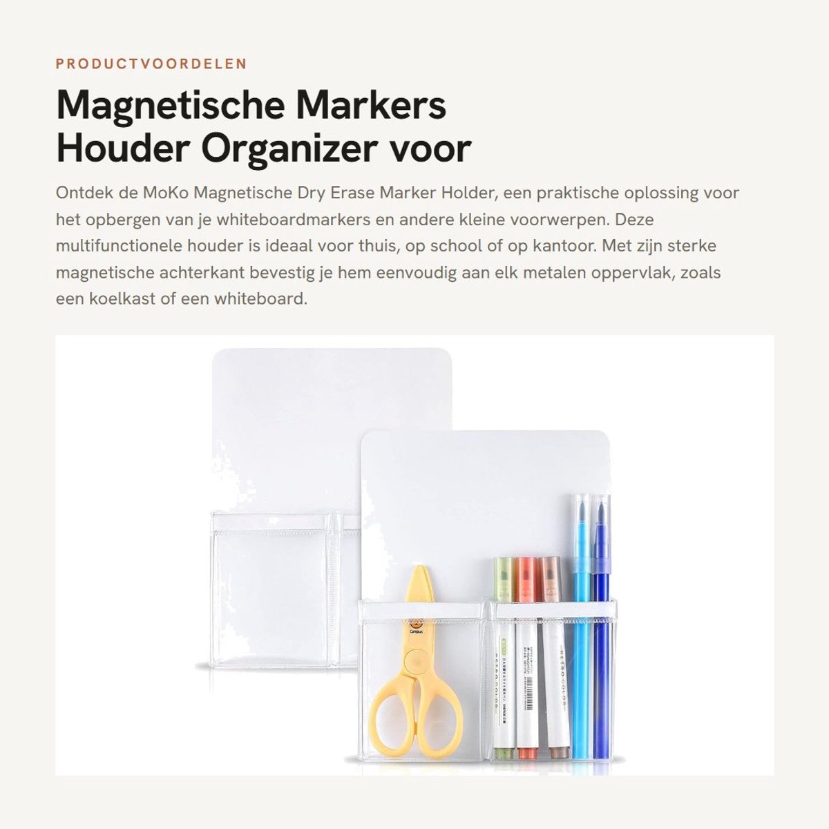 Dailygoods- Whiteboard Markerhouder Magnetisch - Bureau Organizer - Pennenhouder - Sleutelhanger - Multifunctioneel - Geschikt voor Kantoor en Thuis