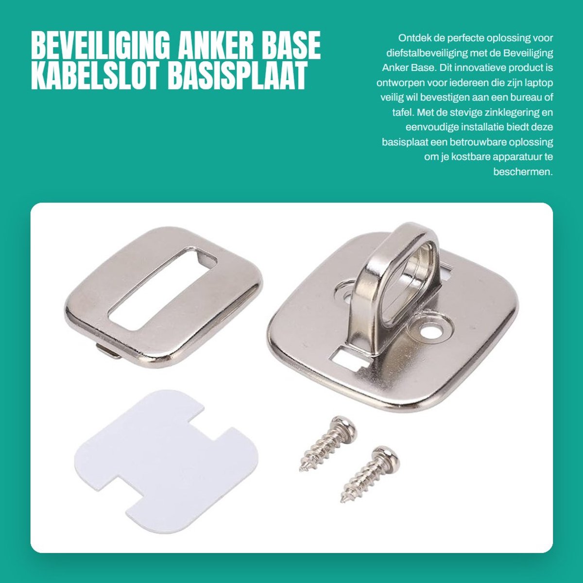 Dailygoods- Beveiligingsbasis Antidiefstal - Zinklegering Beugel - Kabelslot Houder - Bureau Mount - Bevestigingsmateriaal - Veilig Anker - Beveiligingsslot