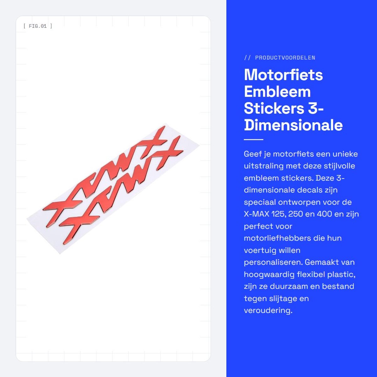 Dailygoods- Motorfiets Embleem 3-Dimensionale Sticker - Flexibel Plastic - Duurzaam - Anti-schurend - Uniek Patroon - Verfraaiing Motorfiets - Motorfietsstickers