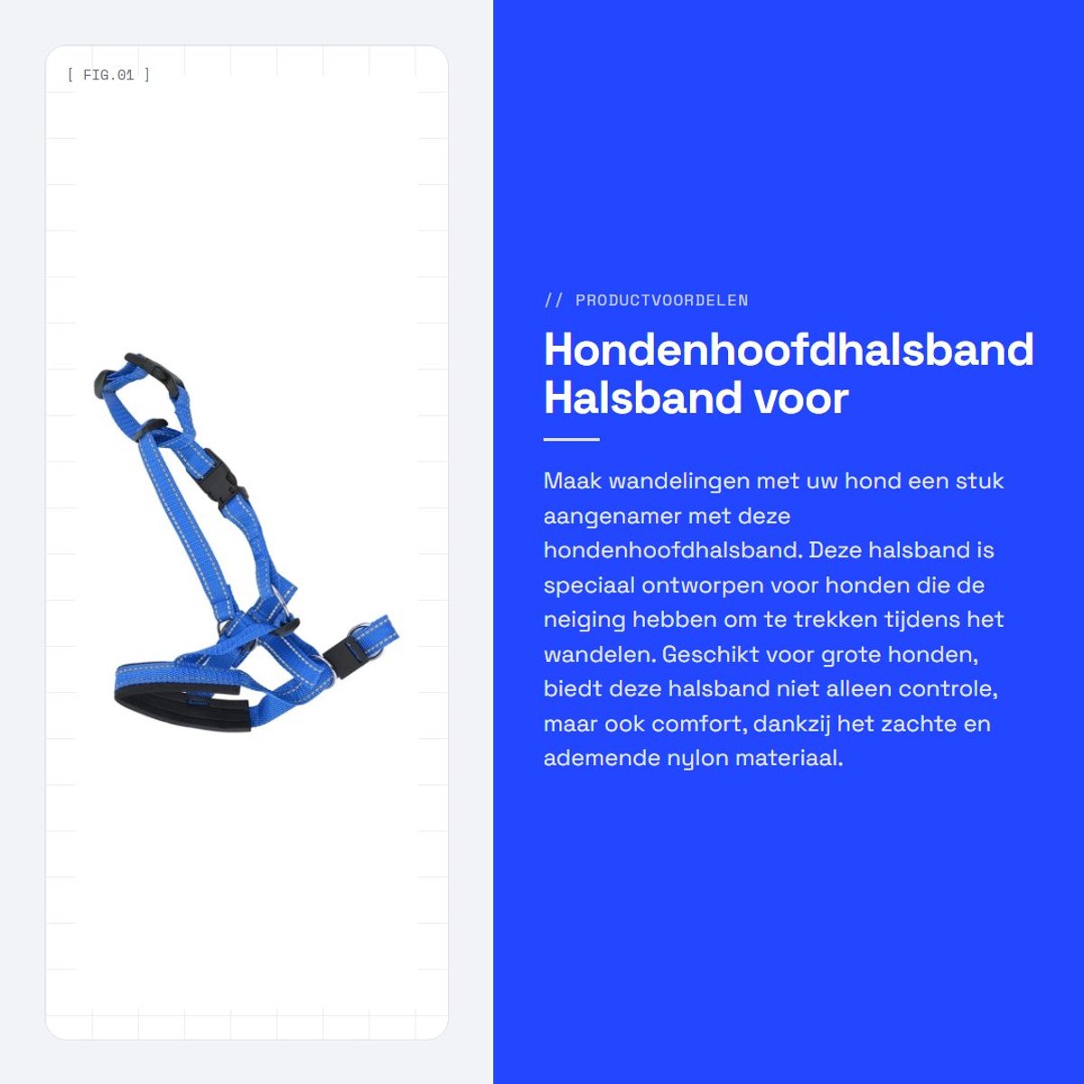 Dailygoods- Hondenhalster met Verstelbare Riem - Hondenmuilkorf - Nylon Materiaal - Lichtgewicht - Ademend - Comfortabel voor Huisdieren