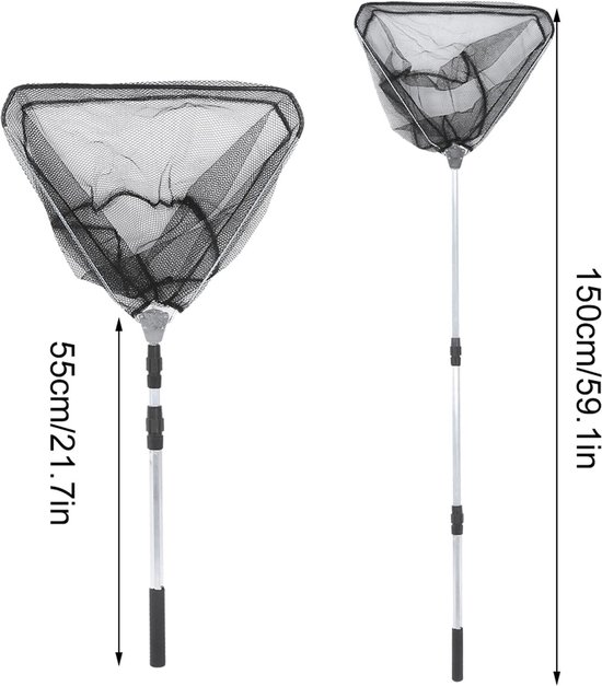 Dailygoods- Schepnet Opvouwbaar 1,5 M - Aluminiumlegering - Driehoekig Visnet - Telescopisch - Lichtgewicht - Voor zoet/zout water van Dailygoods — afbeelding 2