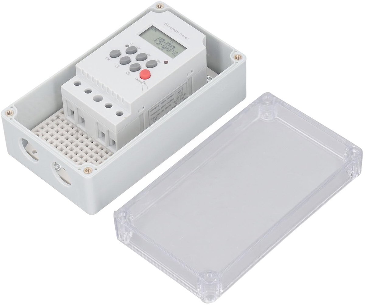Dailygoods- Zwembadpomptimer Digitale Timerbox - Waterbestendig - 28x Aan/Uit Instellingen - 7 Dagen Herhalingscyclus - Handmatige Knop - Automatische Zomertijdmodus - Tijdschakelaar
