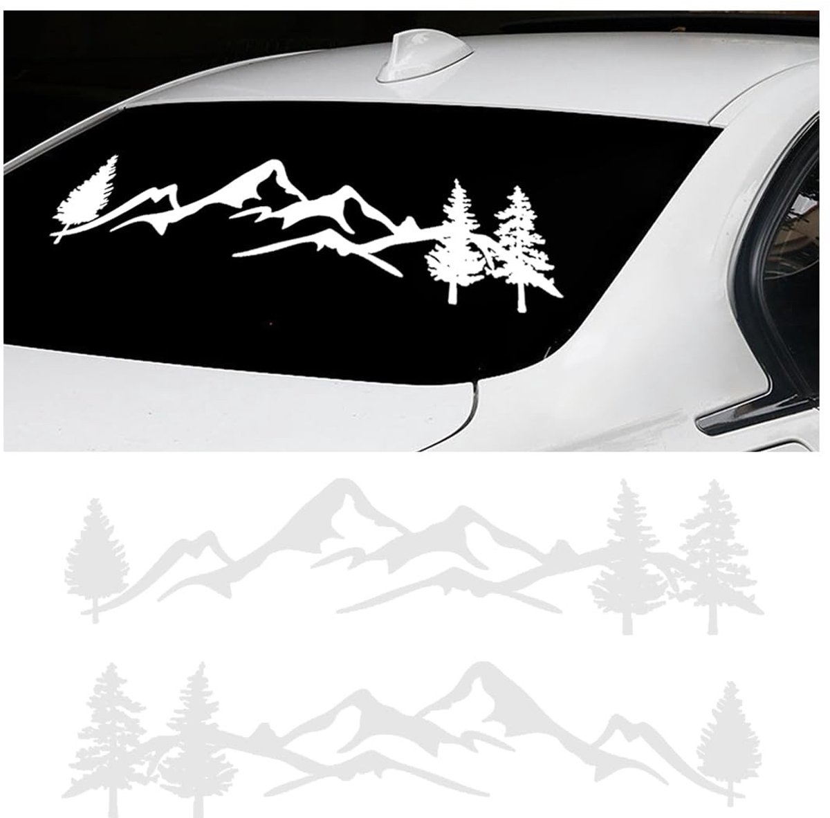 Dailygoods- Autostickers 2 Stuks - Bergboom Stickers - PVC - Universele Auto Decoratie - Duurzaam - Weerbestendig - 100.8x20.4cm - Autodecoratie