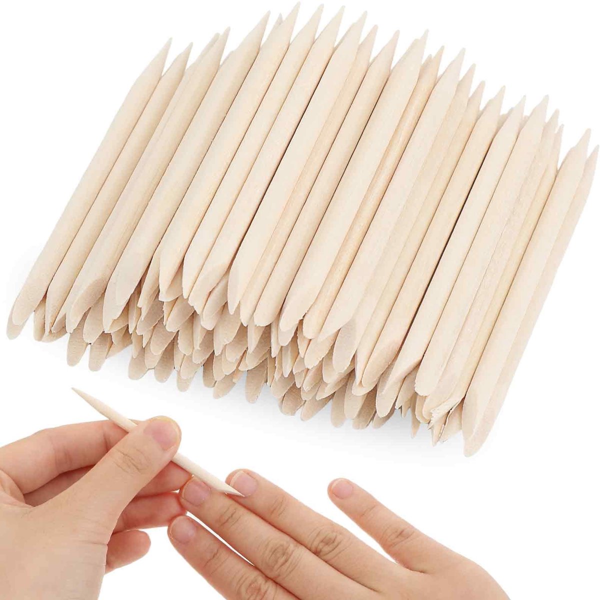 Dailygoods- Nagelriemduwer 200 Stuks - Houten Polijststok - Dubbelzijdig Ontwerp - Manicure/Pedicure Tool - 7,5 cm - Antislip Uiteinden - Nagelstok