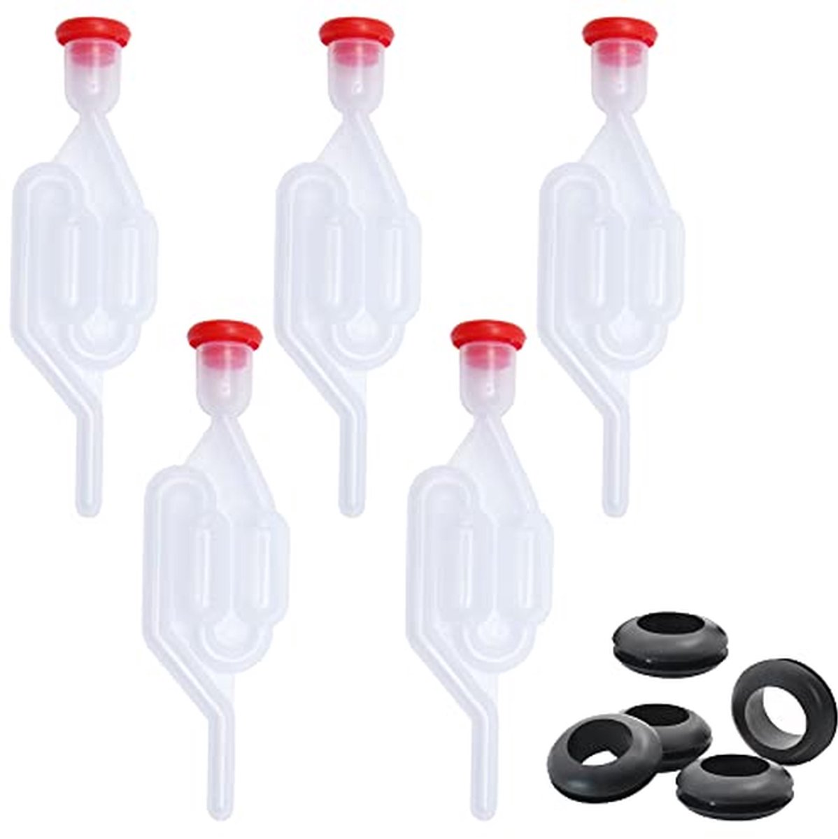 Fermentatiebuisjes Set - Gistingssluiting Lucht - Zuurkool Kimchi Maken - Automatische Waterafdichting - 5 stuks - Transparant