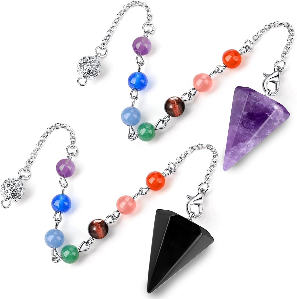 Edelsteen Slinger - Pendel Chakra - Waarzeggerij Meditatie - Positieve Energie - 2 stuks -