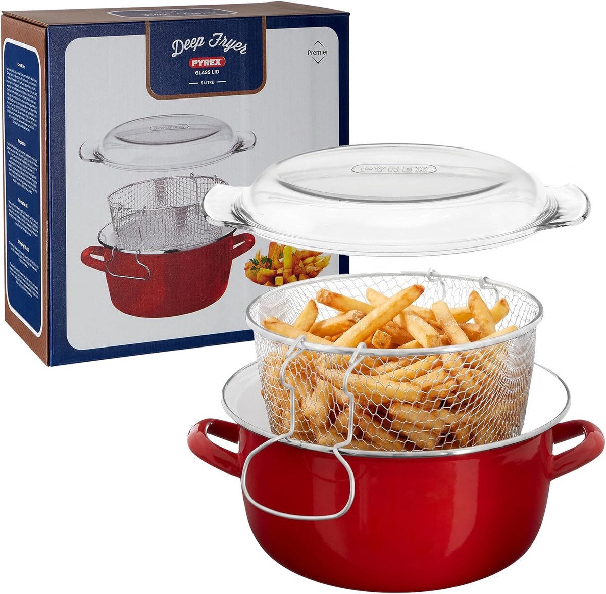 Pan met Deksel - Frituurpan - Thuis Koken - Vaatwasserbestendig - 5 Liter - Rood