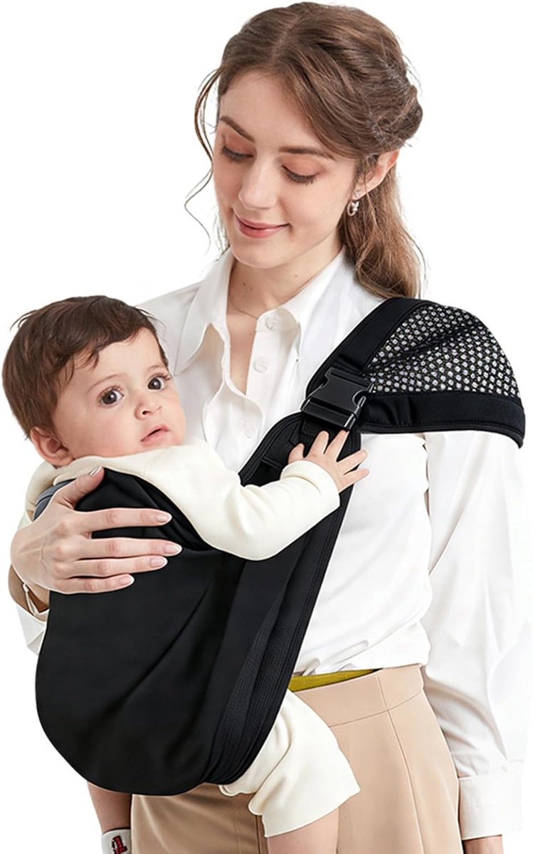 Babydraagdoek - Draagband - Comfortabel Dragen - Ergonomische Steun - 0-36 Maanden - Zwart