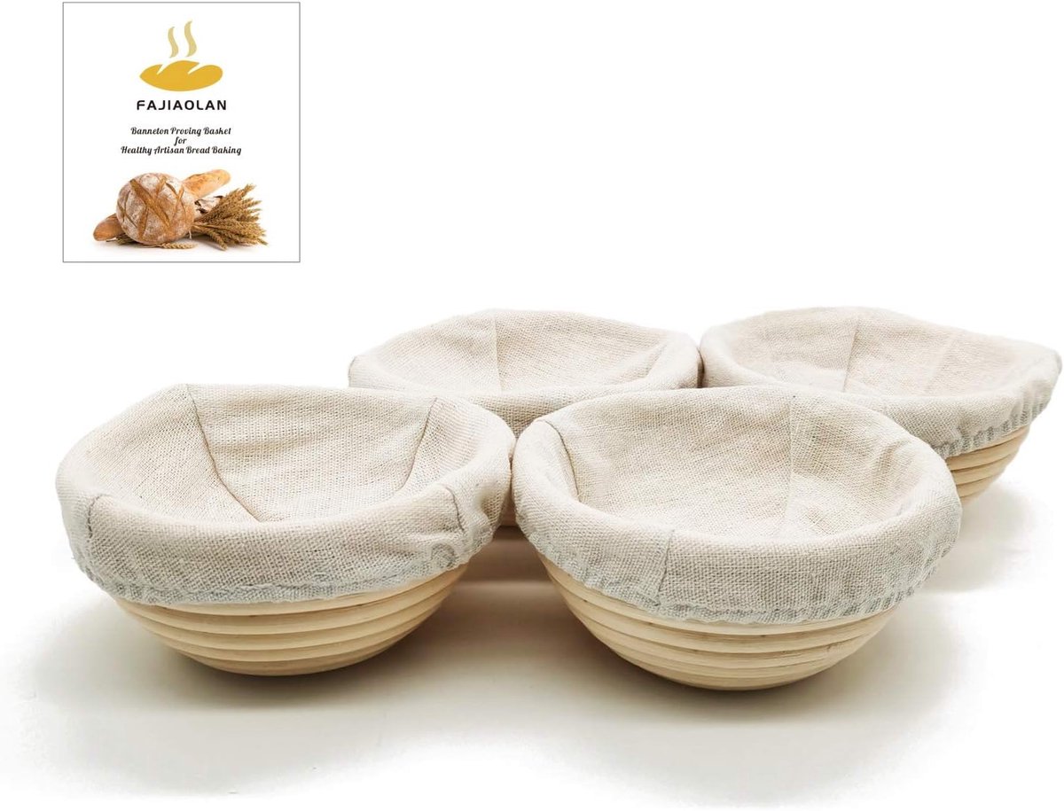 Brood Manden - Rijsmanden - Zelf Brood Bakken - Natuurlijk Rattan Materiaal - 4 Stuks 13cm - Bruin