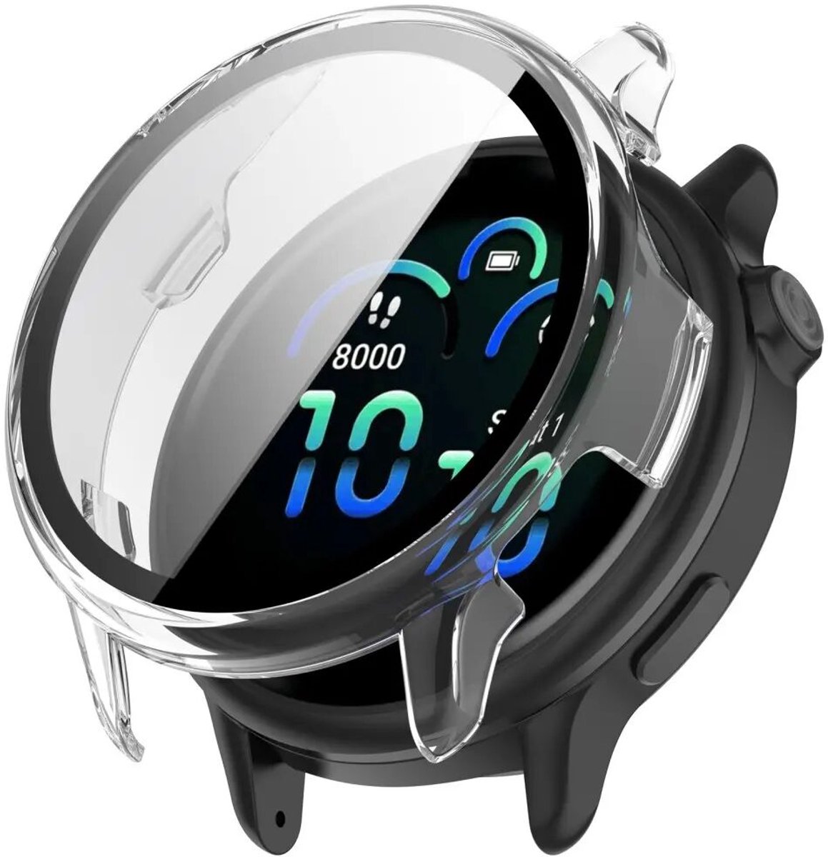 Hoesje met Ingebouwde Tempered Glass Geschikt voor Garmin Vivoactive 6 - Smartwatch Hoes met Screen Protector - Hard Plastic Bumper Case - Transparant