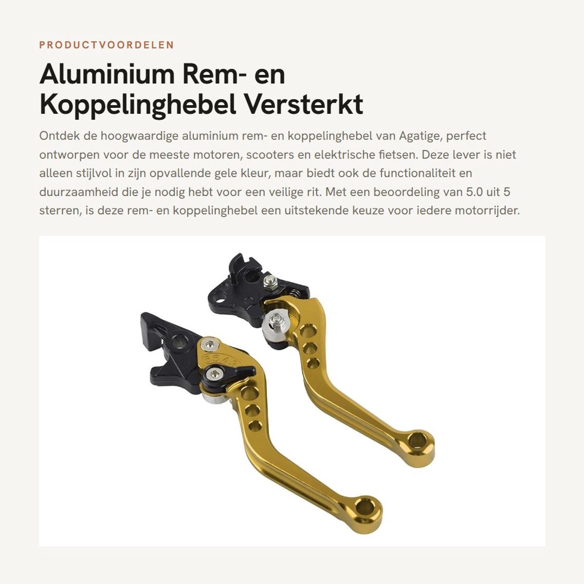 Dailygoods - Aluminium Rem- en Koppelinghebel - Versterkt en Duurzaam - Geel - Geschikt voor Motoren en Scooters - Ideaal voor Elektrische Fietsen - H...