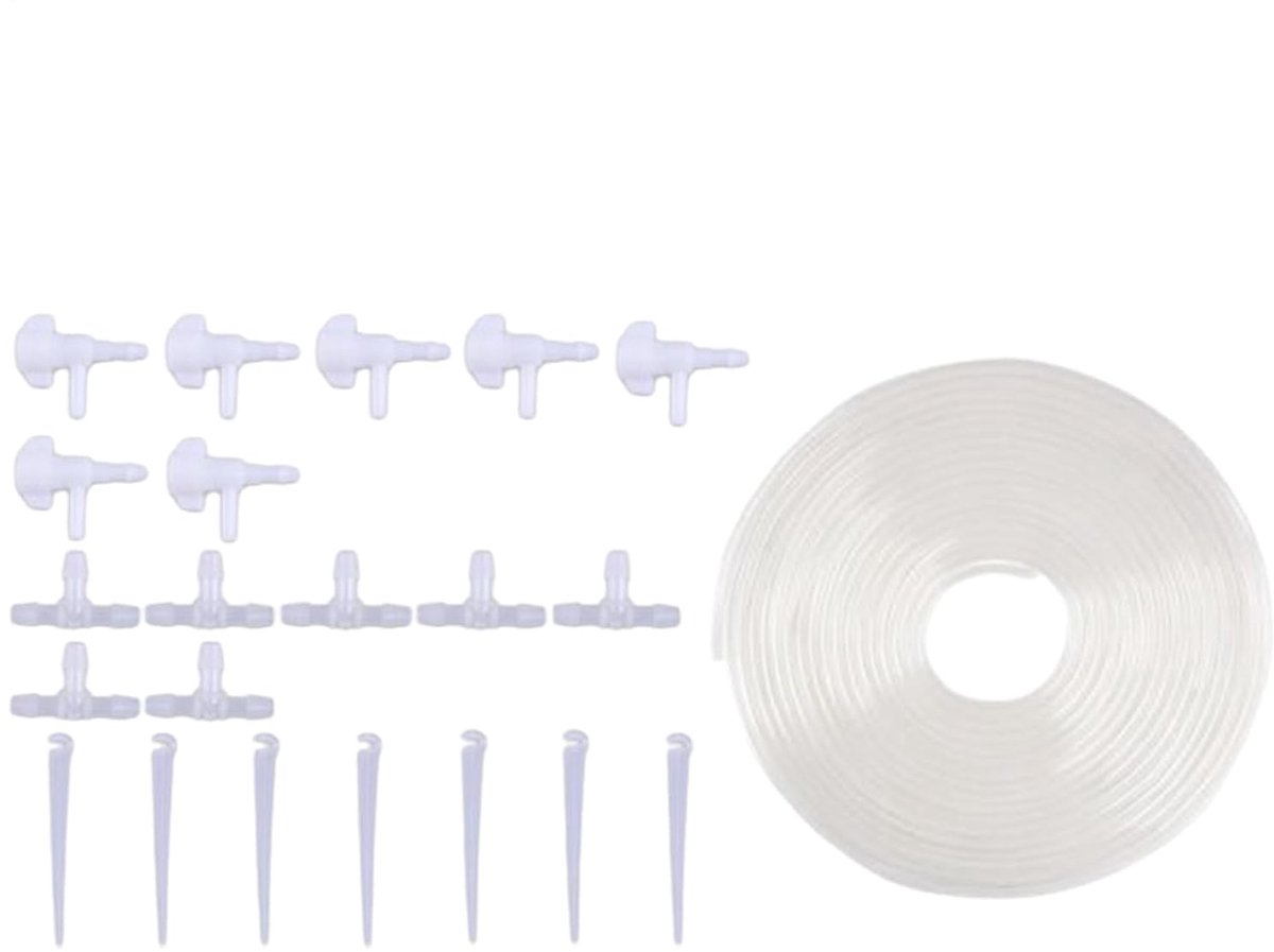 Druppelaar Irrigatieset - Doseerhulp Vloeistoffen - Planten Water Geven - Waterbesparend Systeem - 7 Meter Slang - Zwart
