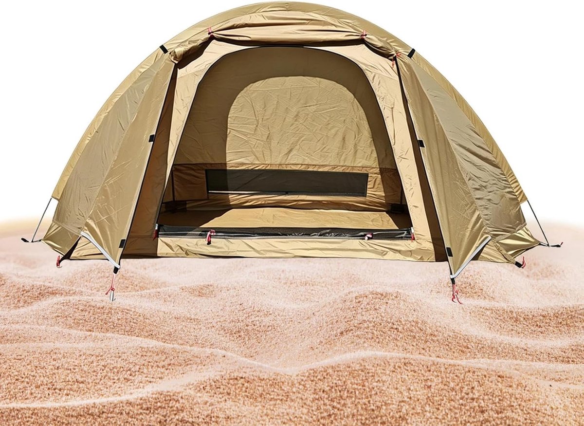 Campingtent 1-persoons - Koepeltent Lichtgewicht - Outdoor Avontuur - Automatische Opzet - 39 x 13 x 13 cm - Bruin