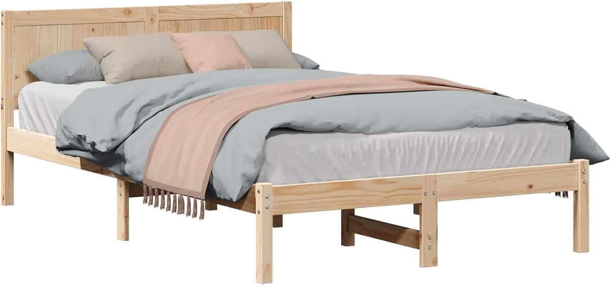 Bedframe Massief Grenen - Houten Bedombouw - Slaapkamer Inrichten - Robuuste Constructie - 120 x 200 cm - Bruin