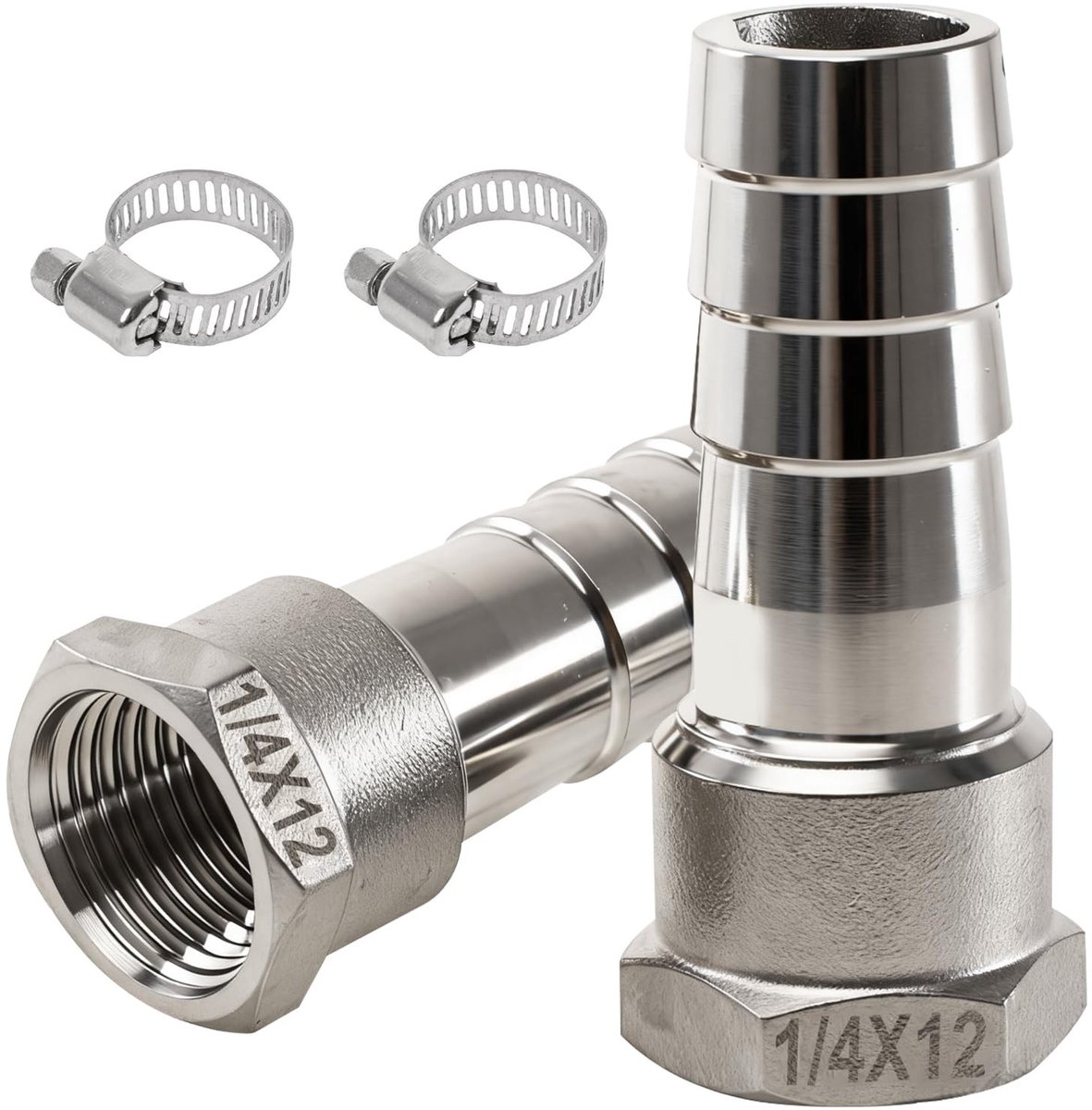 Dailygoods- Slangkoppeling Roestvrij Staal - 1/4" Binnendraad - Slangstuk - Slangkoppelingen - Duurzaam - Lekvrije Verbindingen - Slangfitting