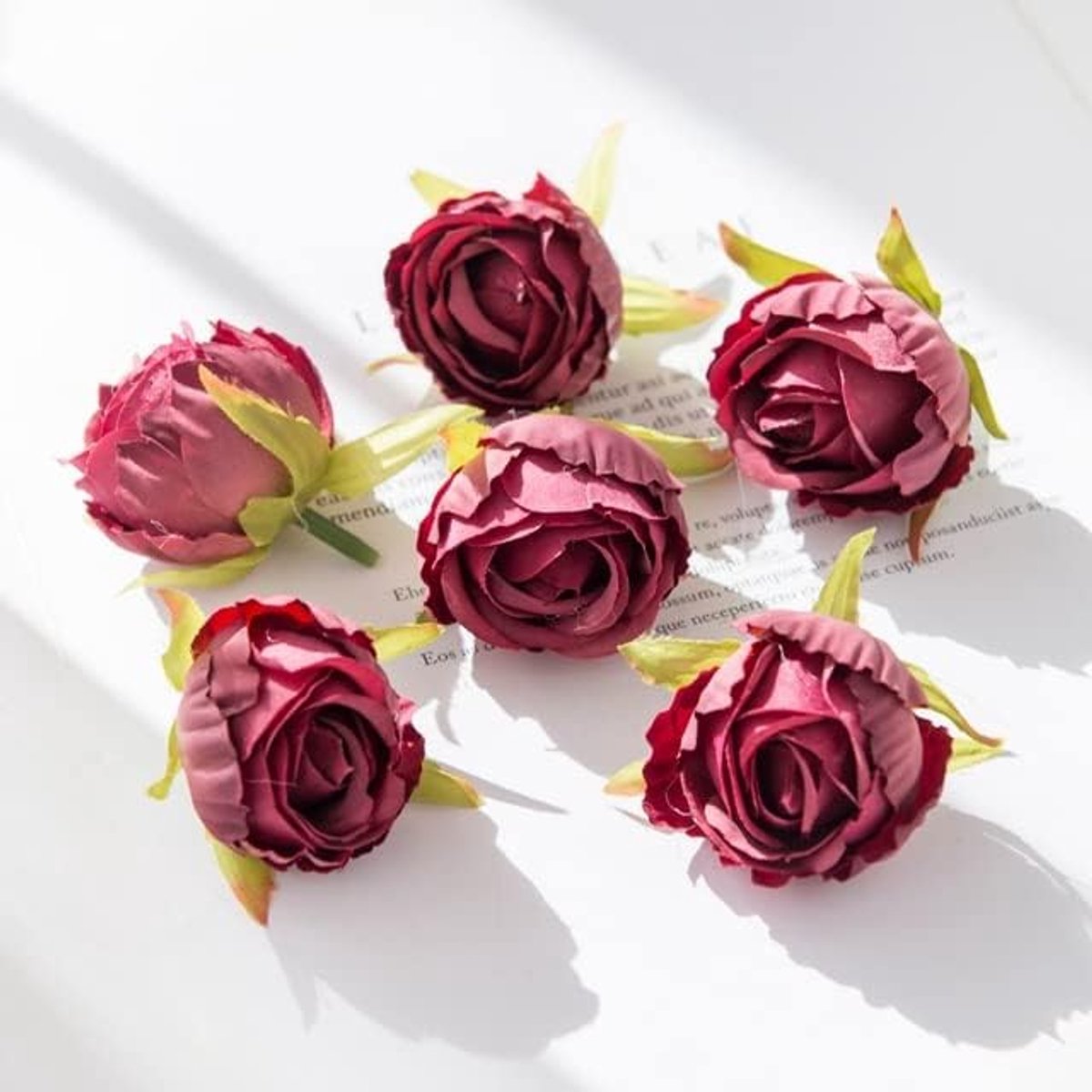 Kunstbloemen Rozen - Nep Bloemen - Decoratie Maken - Zijde Stof - 100 Stuks - Wijnrood