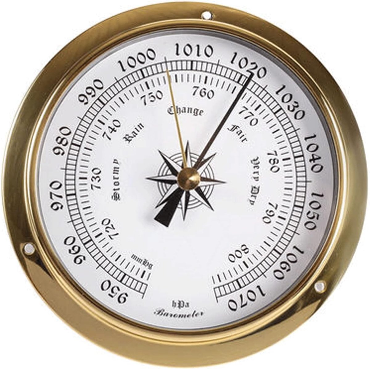 Glazen Weerstation - Barometer Hygrometer - Weer Voorspellen - Gepolijst Messing - 115 mm Diameter - Messing