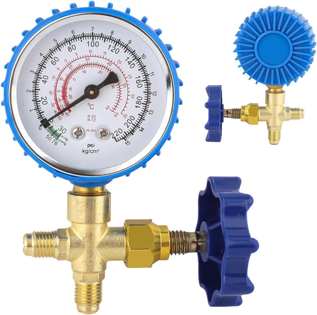 Drukmeter Airconditioning - Koelmiddel Meter - Systeem Controle - Lekvrij Ontwerp - 6.8 cm - Zwart