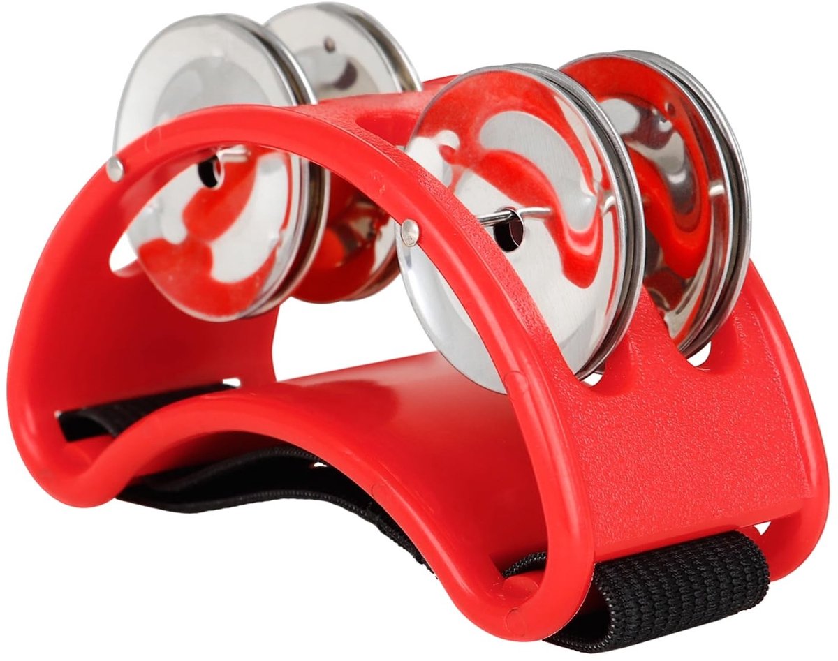 Dailygoods- Tamboerijn met 4 Paar Roestvrijstalen Jingles - Voet Tamboerijn - Lichtgewicht - Duurzaam - Helder Geluid - Geschikt voor Cajon - Voettamboerijn