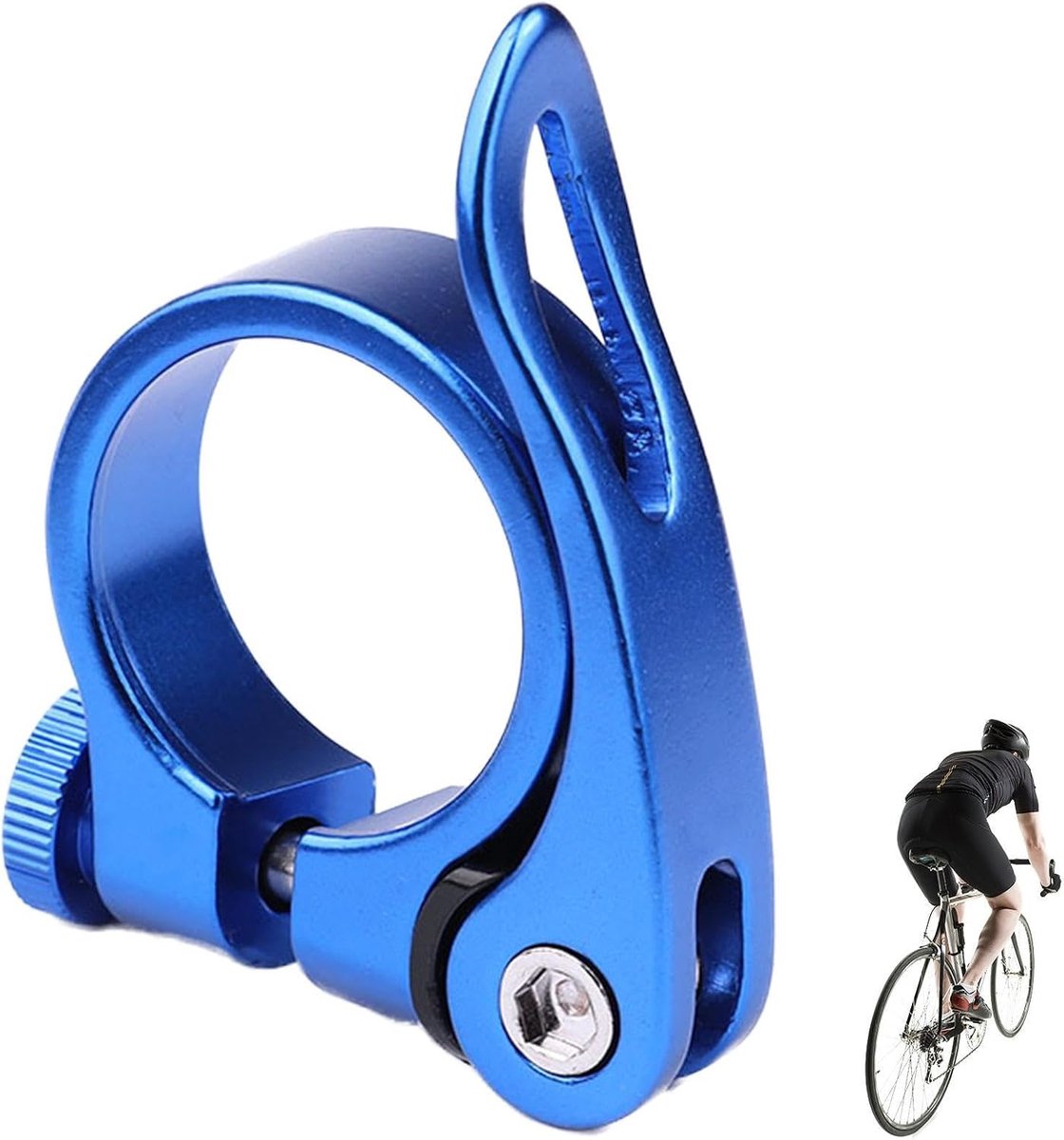 Fietszadelklem - Zadelpenklem - Comfortabel Fietsen - Ergonomisch Aluminium - 30.2-31.9mm - Blauw