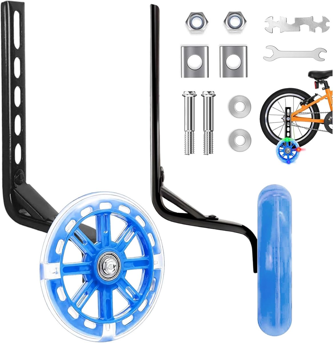 Fiets steunwielen - Hulpwielen - Veilig leren fietsen - Universele pasvorm - 25 Inch - Blauw