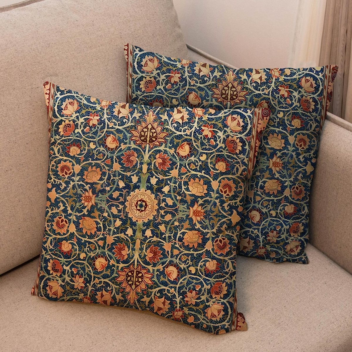 Dailygoods - RIVIEVAL Boho linnen kussenhoezen 45x45cm, set van 2, decoratieve kussenhoeze
