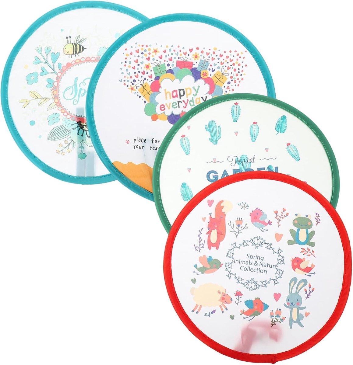 Japanse Stijl Waaier - Ronde Handwaaier - Zomerse Verkoeling - Opvouwbaar Ontwerp - 4 Stuk