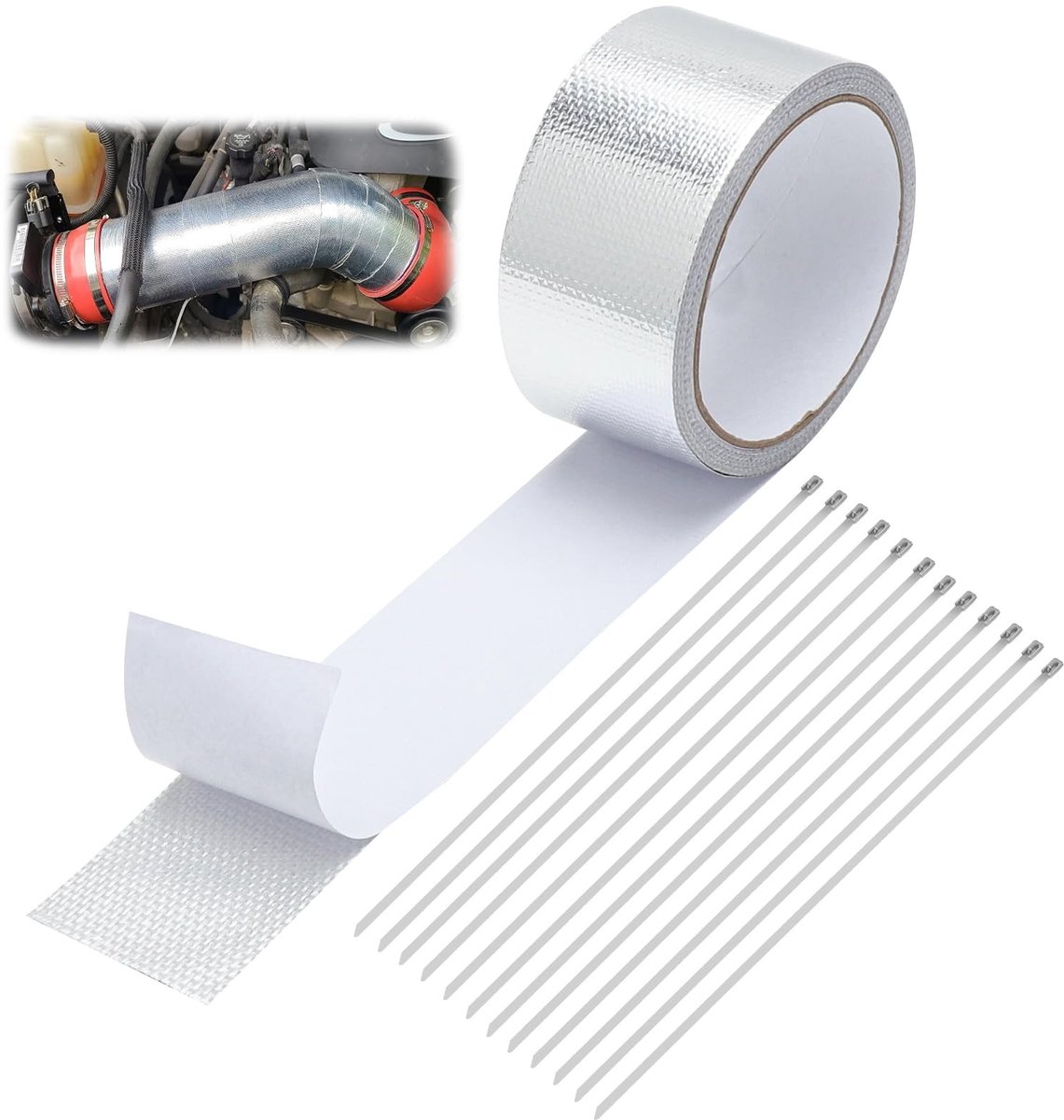 Dailygoods - Hittebeschermingsband voor uitlaat, 10 m x 5 cm, zelfklevende reparatieband voor uitlaat, voor auto, motorfiets, hittebeschermingsband, uitlaatband voor uitlaatbuis, motor en uitlaatbandage