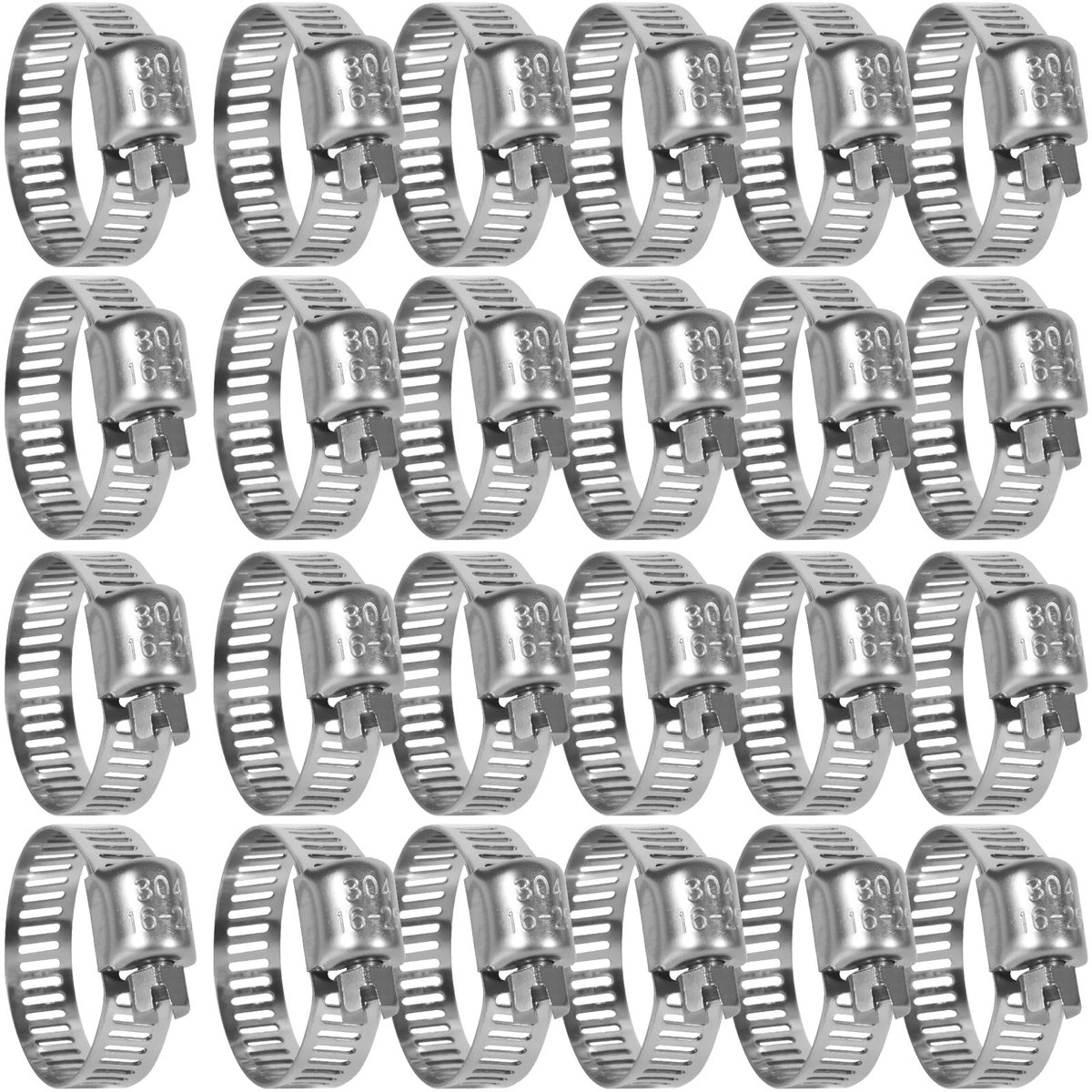 Dailygoods- Slangklemmen 24 stuks - Verstelbare Klemmen 16-25 mm - Roestvrij Staal - Voor Zwembad/Waterleidingen - Duurzaam/Geschikt voor Tuin