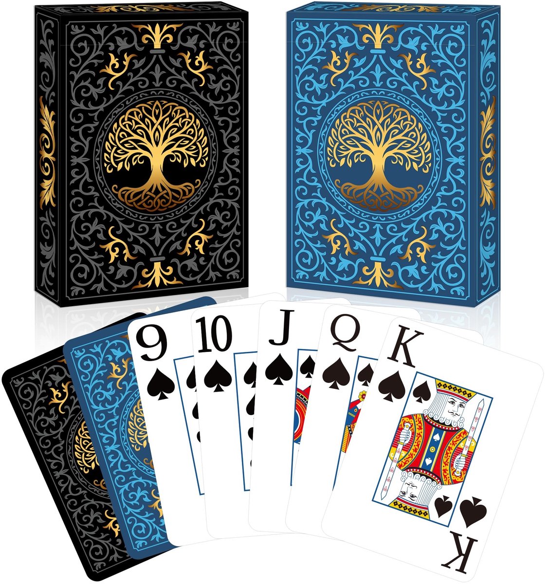 Dailygoods- Speelkaarten Premium - Grote Druk - 2 Stuks - Poker Kaarten - Voor Kaartspellen - Gemakkelijk te Mengen - Tafeldecoratie - Pokerkaarten