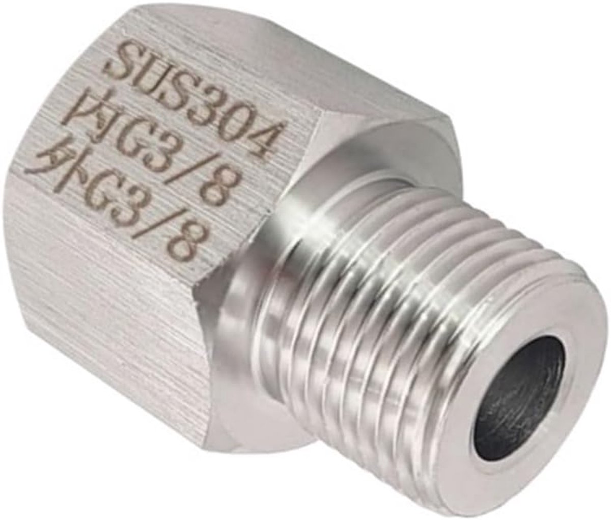 Adapter Koppeling - Verloopstuk - Hogedrukleiding - Roestvrij Staal - 3/8" BSPP M16 - Metaal